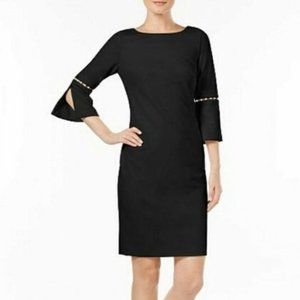 NWOT Calvin Klein Black Dress with Pearl Sleeves